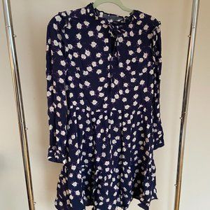 J.Crew Tie-Neck Tiered Dress In Scattered Peony - Size XS